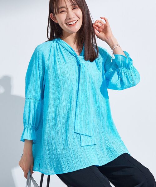 ジャス♡Newエアリーブラウス INDIVI（インディヴィ） ブラウス シャツ 「洗える／シャーリング素材