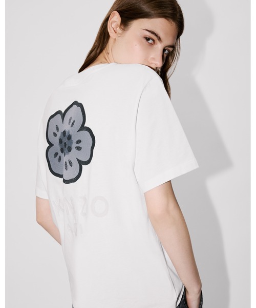 tシャツ 'Boke Flower'  エンブロイド リラックス Tシャツ レディース