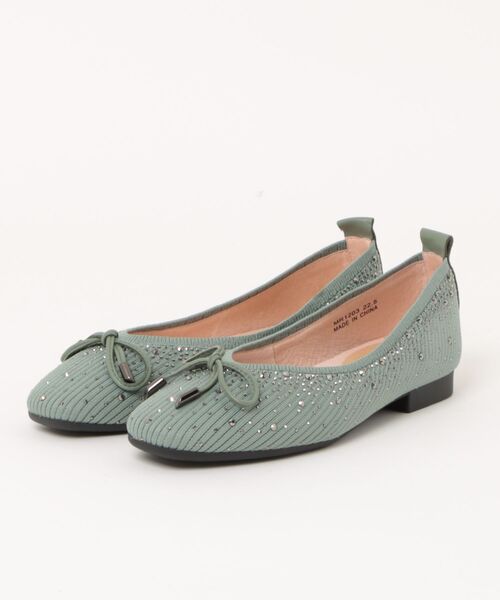 ground green store スリッポン / ビジュー付きフラットパンプス