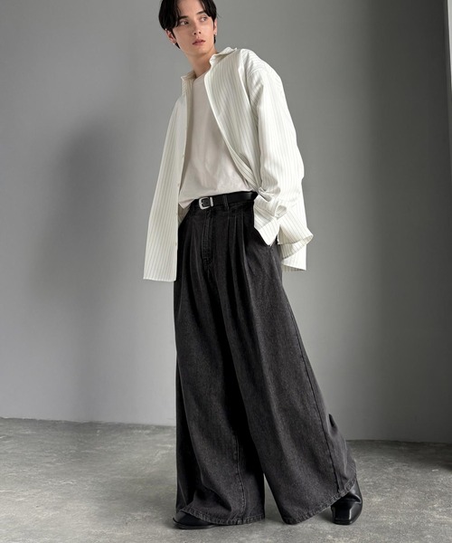 Classical Origin ジーンズ 3タックワイドデニムスラックス／Triple