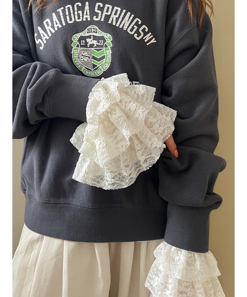 tシャツ レースフリルトップス レディース