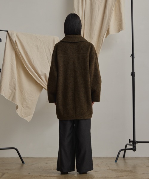 ピーコート pコート wool blend shaggy cocoon pcoat/ウールブレンド