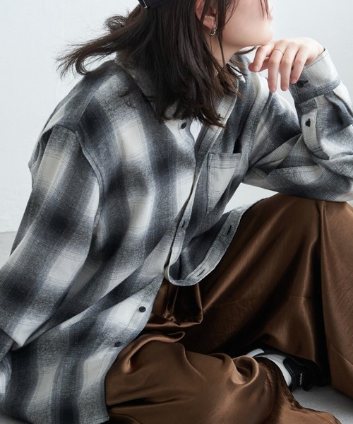VENCE EXCHANGE シャツ オンブレルネルチェックシャツ メンズ