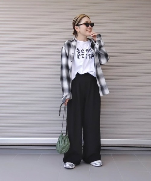 VENCE EXCHANGE シャツ オンブレルネルチェックシャツ メンズ