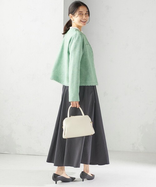 美品 SHIPS ツイード ジャケット ノーカラー パールボタン SHIPS ジャケット ノーカラージャケット 「手洗い可能
