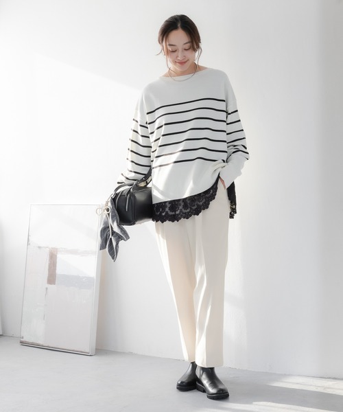 レース裾付きブラックタンクトップ レース裾付きブラックタンクトップ