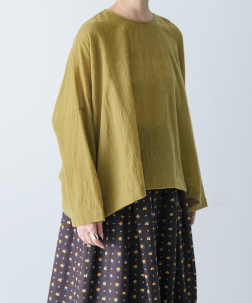 かぐれ ブラウス シャツ ウールガーゼワイドプルオーバー レディース