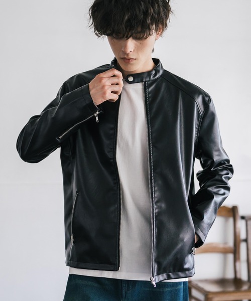 Groovin High 黒レザーシングルライダースジャケット Rocky Monroe 革ジャン ライダース PUレザーシングルライダース