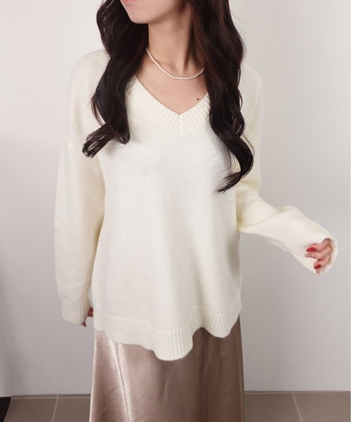 unnu（ユヌ） ニット セーター オーバーサイズVネックニット