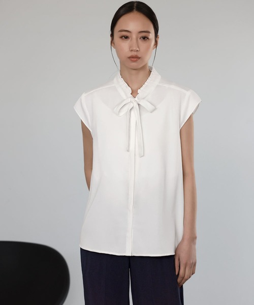 「Flolia」 ノースリーブブラウス M オフホワイト レディース_画像4
