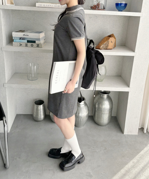 「U.S. POLO ASSN.」 半袖ワンピース L グレー レディース_画像2