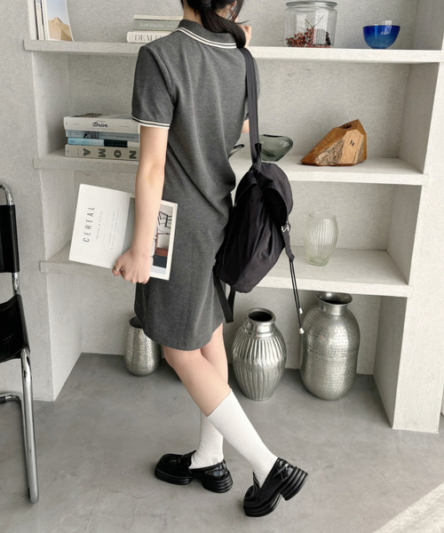 「U.S. POLO ASSN.」 半袖ワンピース L グレー レディース_画像3