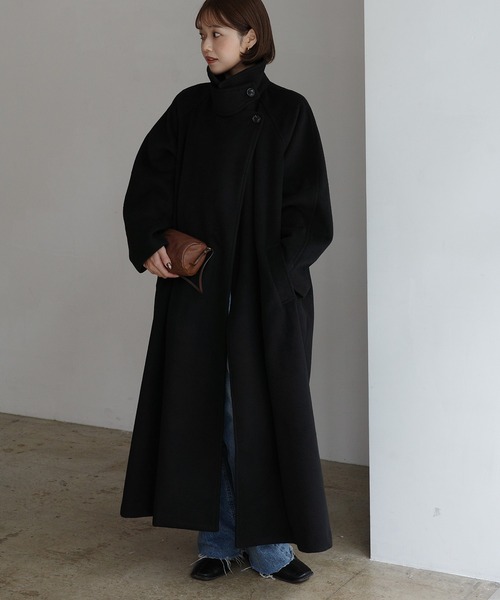 mayuスタンドカラーコクーンスリーブロングコート 黒！ 完売品 INTER FACTORY（インターファクトリー） コート アウター mayu