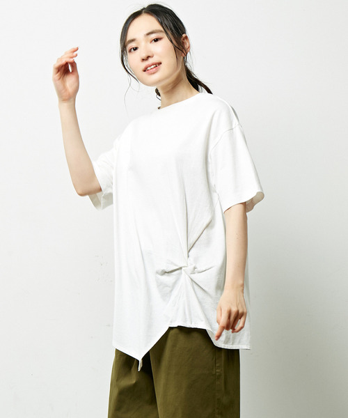 「MELROSE claire」 半袖Tシャツ FREE チャコールグレー レディース_画像3