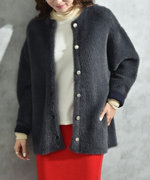 45R コットンシェットランドのライナーコート　ニットコート シャギーチェックコート |mila schon|CORONET（コロネット）公式