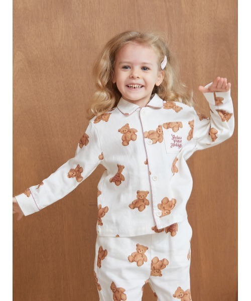 [あんな]Gelato Pique テディベアパジャマジュニア gelato pique（ジェラートピケ） パジャマ 「HOLIDAY」「KIDS」ベア柄