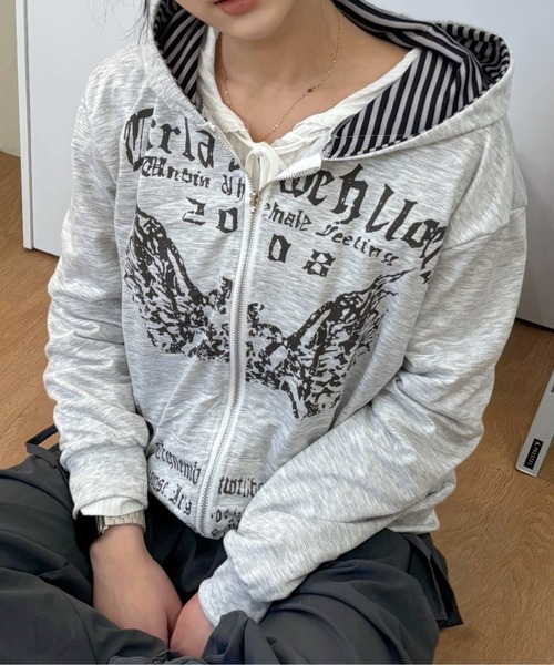 パーカー 「Y2K」ユニセックスウイングフルジップパーカー レディース