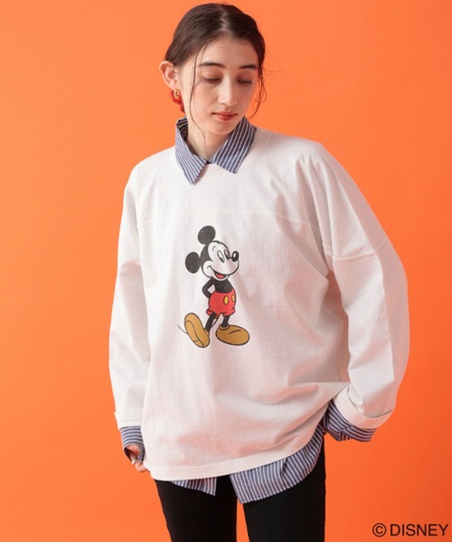 未使用 デシグアル 長袖シャツ XL レディース ディズニー ミッキーマウス　白 Disney（ディズニー） tシャツ MICKEY ミッキーマウス オーバーサイズ