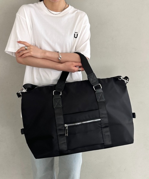 RIWY ボストンバッグ 黒白 ボストンバッグ 4色展開 2WAY仕様 大容量トラベルバッグ レディース