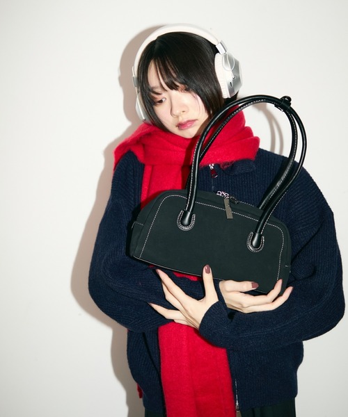 TONER ボストンバッグ ステッチミニボストンバッグ/ロゴプレート付き