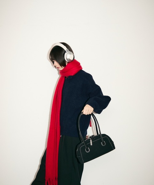 TONER ボストンバッグ ステッチミニボストンバッグ/ロゴプレート付き