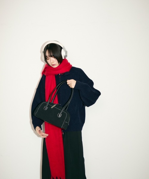 TONER ボストンバッグ ステッチミニボストンバッグ/ロゴプレート付き