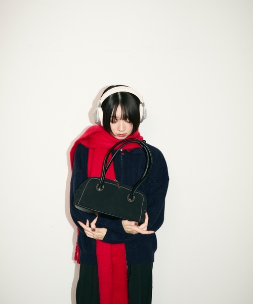 TONER ボストンバッグ ステッチミニボストンバッグ/ロゴプレート付き