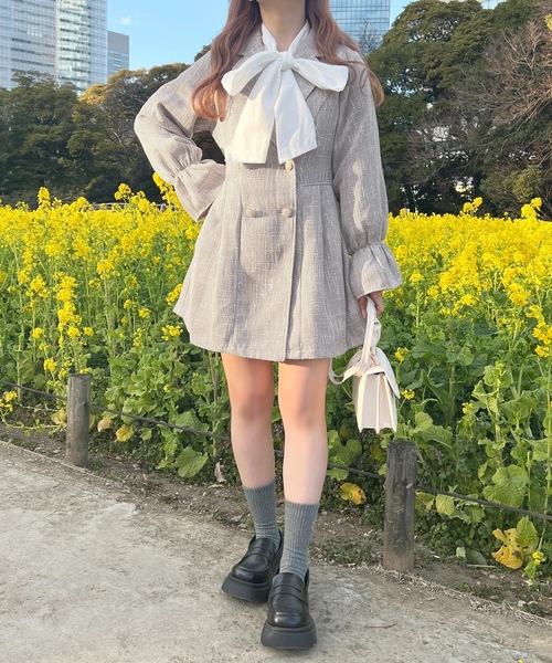 「apres jour」 長袖ワンピース フリー グレイッシュベージュ レディース_画像2