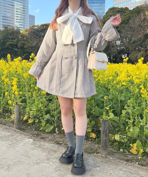 「apres jour」 長袖ワンピース フリー グレイッシュベージュ レディース_画像4