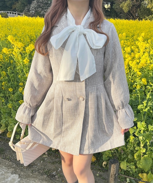 「apres jour」 長袖ワンピース フリー グレイッシュベージュ レディース_画像7