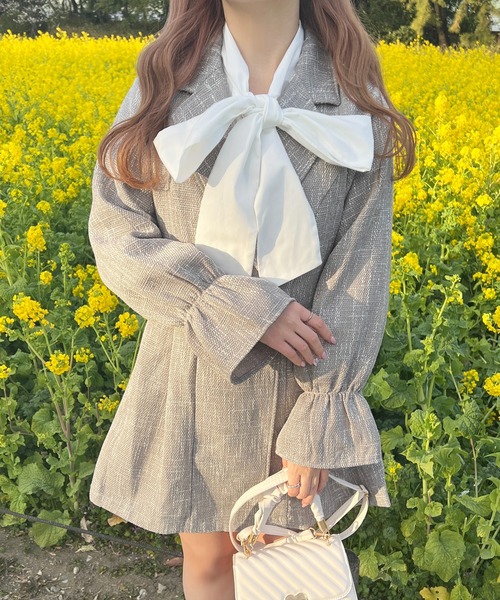 「apres jour」 長袖ワンピース フリー グレイッシュベージュ レディース_画像8