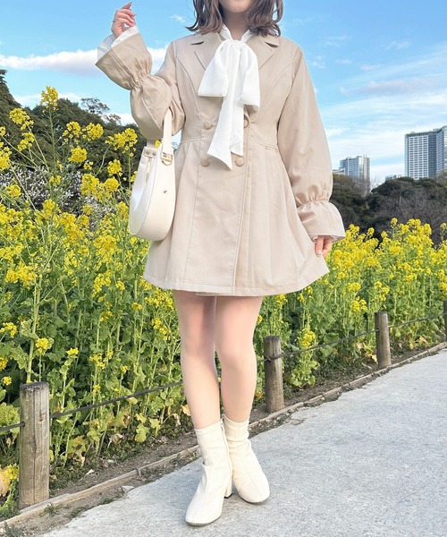 「apres jour」 長袖ワンピース フリー グレイッシュベージュ レディース_画像9