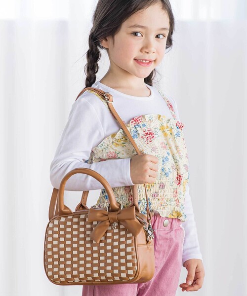 BeBe（ベベ） ショルダー ショルダーバッグ レザー調編み込みリボン