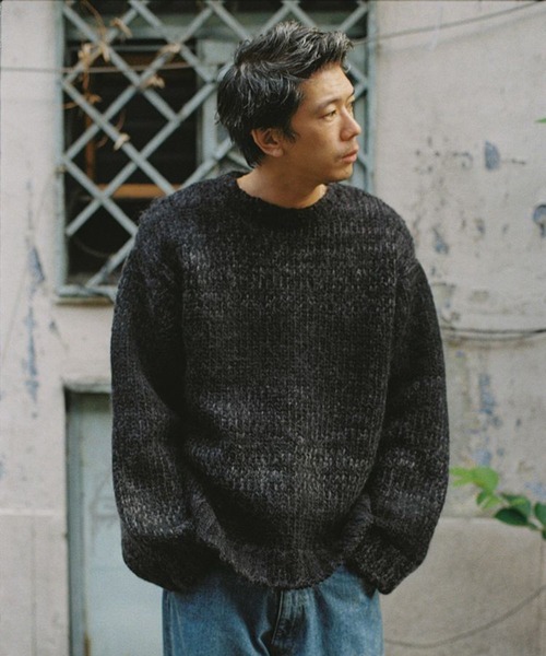 LIDNM ブラック セーター S LIDnM（リドム） 長袖ニット LARGE ブラック系その他 メンズ
