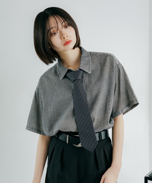 【商品画像は後ほど添付】プライムオーバーレイヤードシアーショートスリーブシャツ PAGEBOY（ページボーイ） uvカット ブラウス シャツ 半袖 シアーデニム