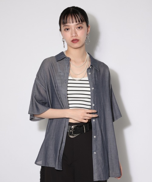 PAGEBOY（ページボーイ） uvカット ブラウス シャツ 半袖 シアーデニム