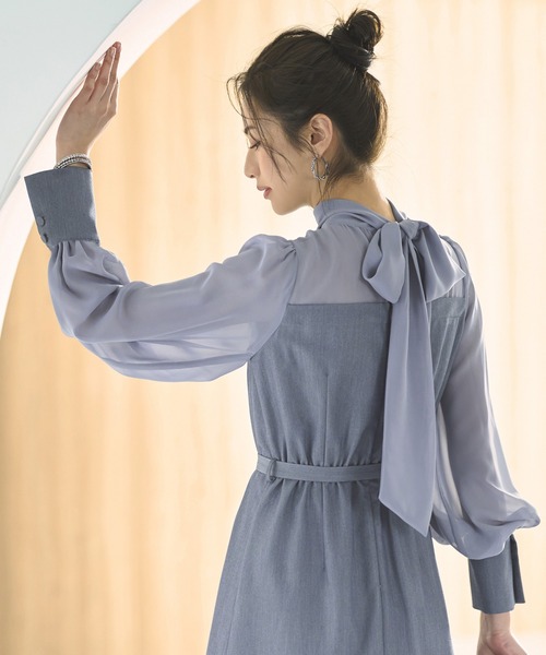 「RUIRUE BOUTIQUE」 長袖ワンピース - ベージュ レディースの画像
