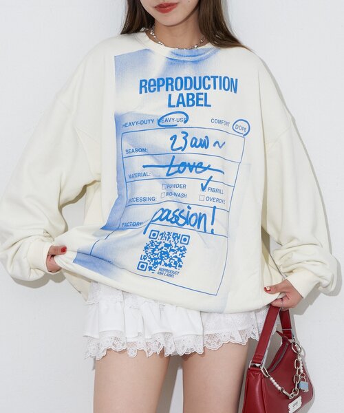 「RePRODUCTION LABEL」 スウェットカットソー FREE バーガンディー レディース_画像3