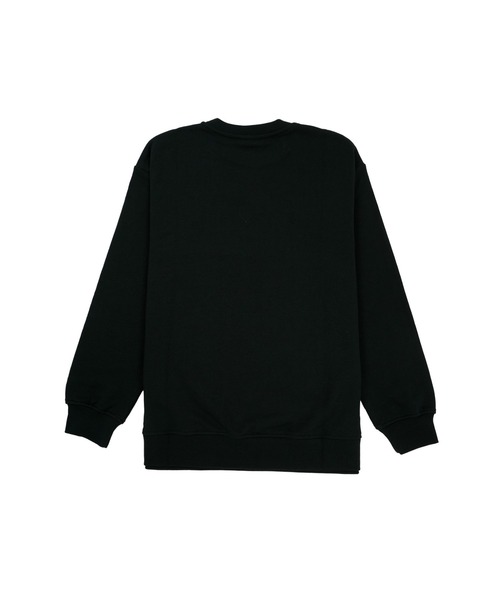 MSGM ブラック トレーナー キッズ MSGM KIDS トレーナー サイケウェーブ ネックロゴスウェットシャツ
