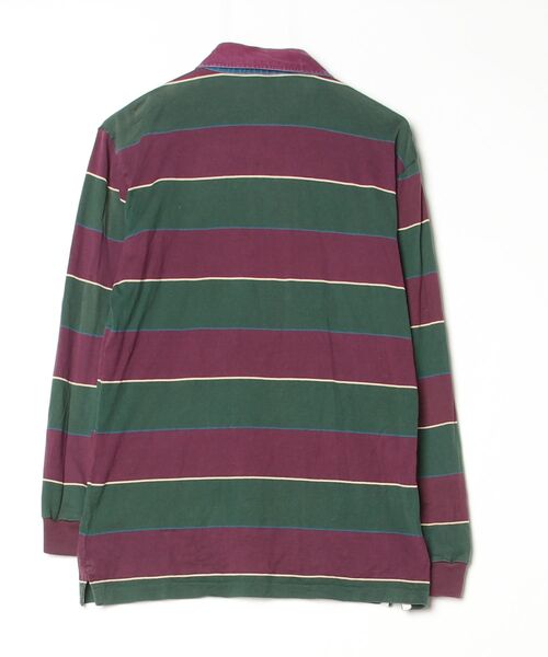 LACOSTE - 古着 ラコステ LACOSTE IZOD ボーダー柄 長袖 ポロシャツ レディースS相当 /eaa486392 LACOSTE（ラコステ） ボーダー柄長袖ポロシャツ「IZODコラボ」 L