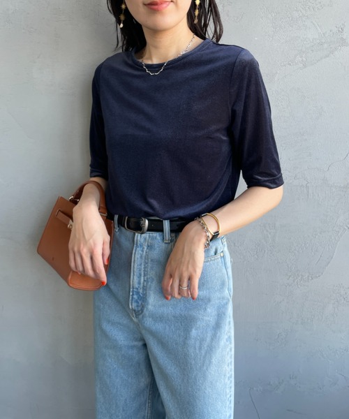 「JEANS FACTORY Clothes」 半袖カットソー F グレー レディース_画像3