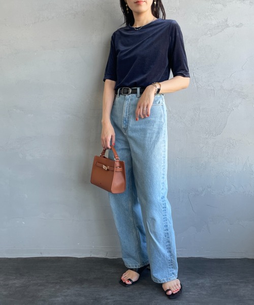 「JEANS FACTORY Clothes」 半袖カットソー F グレー レディース_画像5