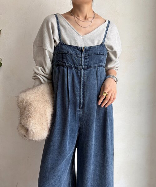 「DouDou」 オーバーオール 36 ブルー レディース_5