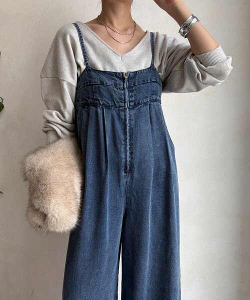 「DouDou」 オーバーオール 36 ブルー レディース_6