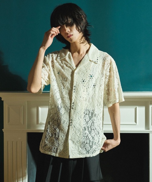 Camphor wood シャツ FLOWER BIJOU SHEER H/S SHIRTS / フラワーライン