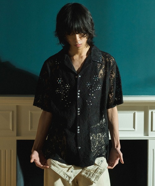 Camphor wood シャツ FLOWER BIJOU SHEER H/S SHIRTS / フラワーライン