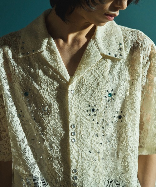 Camphor wood シャツ 半袖 FLOWER BIJOU SHEER H/S SHIRTS / フラワー
