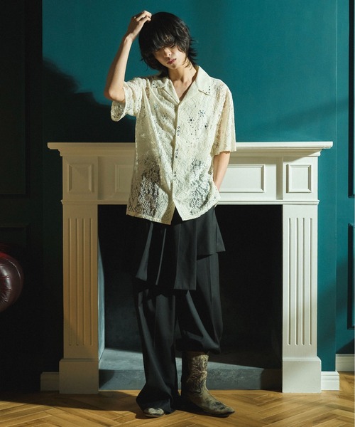 Camphor wood シャツ FLOWER BIJOU SHEER H/S SHIRTS / フラワーライン