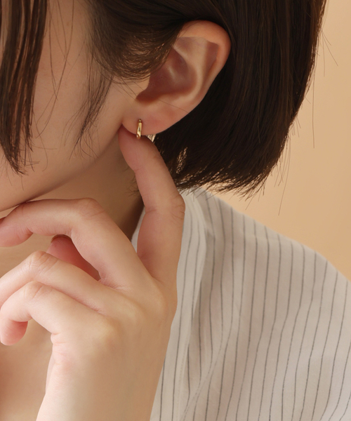 ピアス 10mmフープパイプピアス K18（両耳） レディースの画像