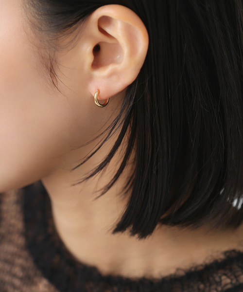 ピアス 10mmフープパイプピアス K18（両耳） レディースの画像